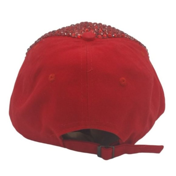 COPY - NWOT- Red Rhinestone Baseball Cap with Adjustable Sizing - Picture 3 of 5